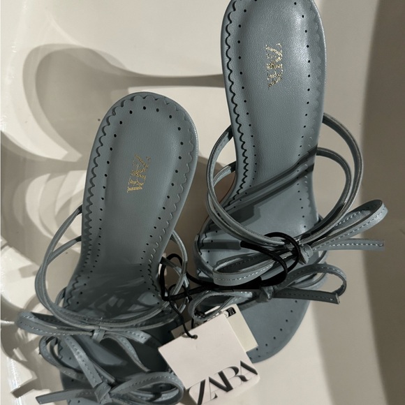 Zara Women's Light Blue Strappy Heels - Picture 3 of 4